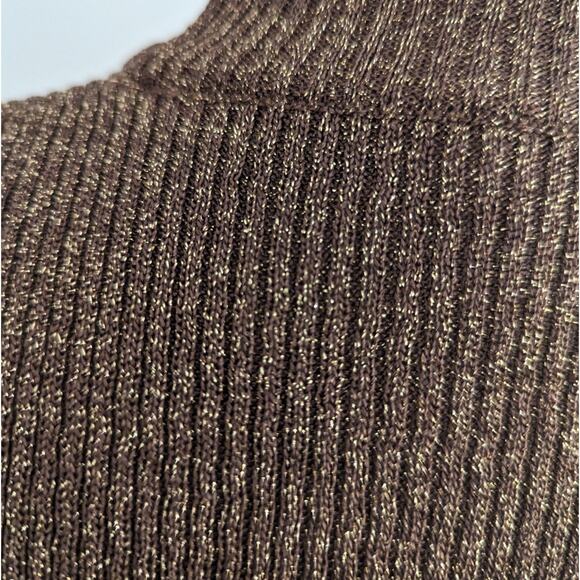 Vintage Givenchy Brown Gold Mockneck Sweater Tank Medium Made in France - Picture 2 of 8